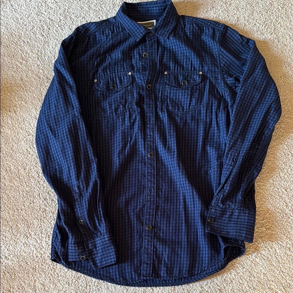 INC International Concepts Blue Casual Button Down Shirt